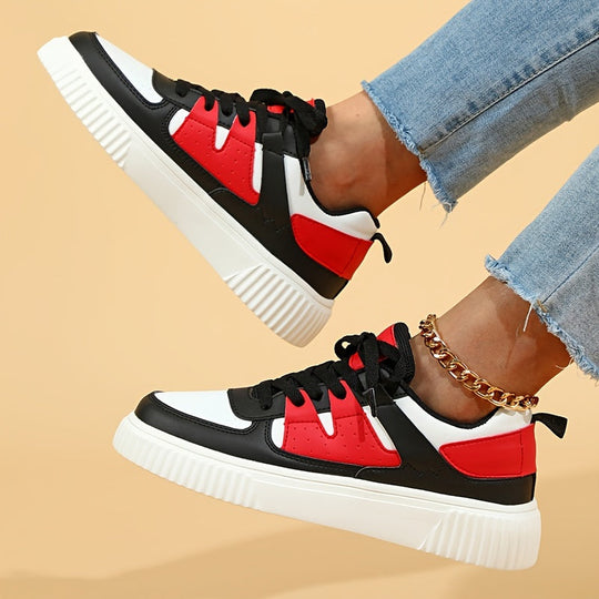 Damen Sneaker | Farbblock | Schnürschuhe | Skate Schuhe | Freizeit Sneaker