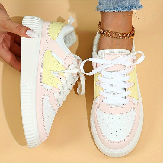 Damen Sneaker | Farbblock | Schnürschuhe | Skate Schuhe | Freizeit Sneaker