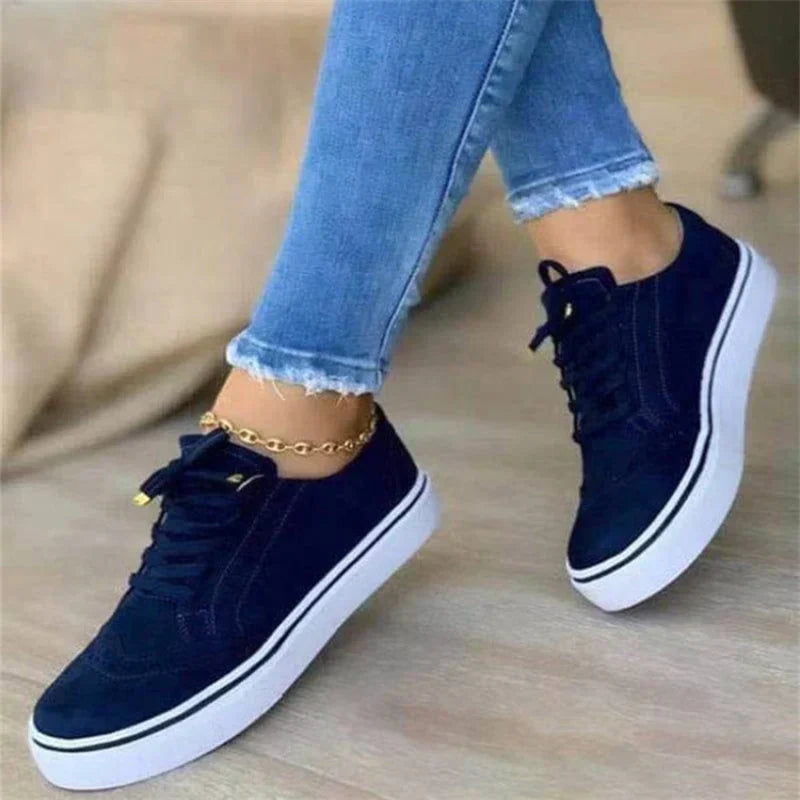 Damen Sneakers | Schnürschuhe | Dicke Sohle | Freizeit Schuhe | Orthopädische Schuhe für Frauen