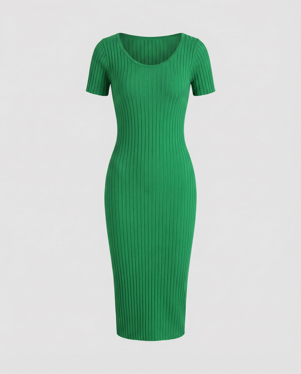 Geripptes, schmal geschnittenes Kleid