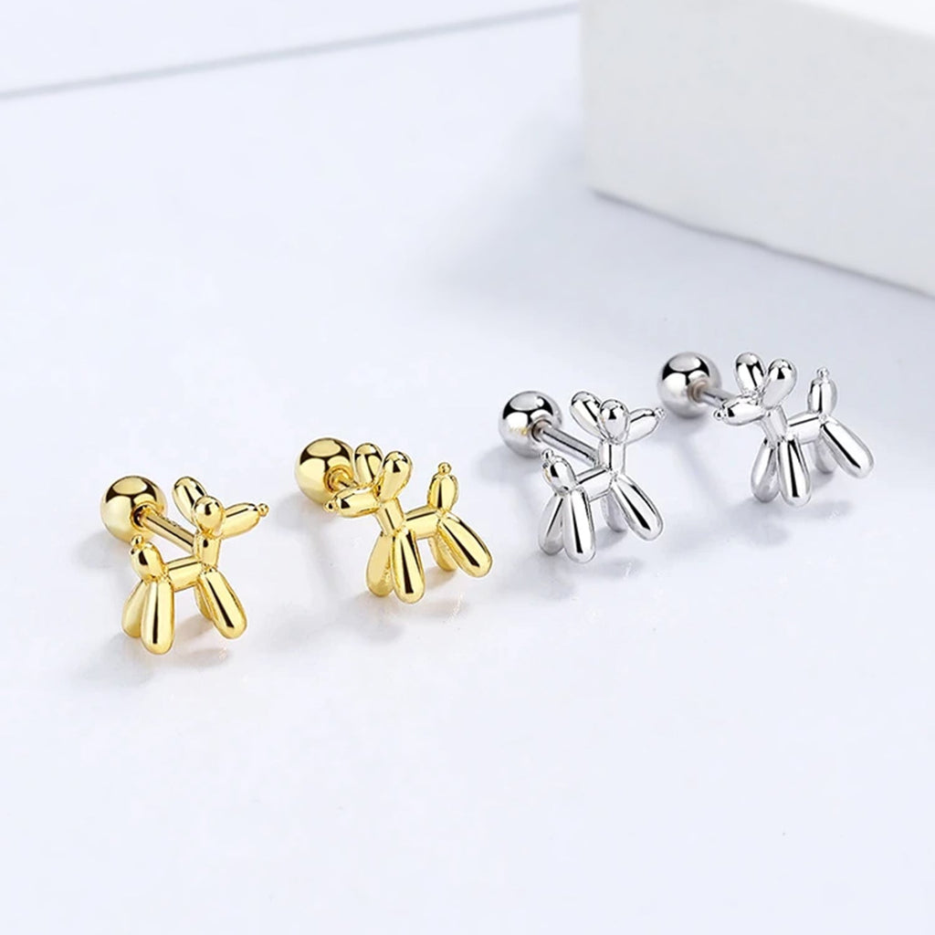 925 Sterling Silver Süßes Tier Hund Schraubstecker Ohrringe | Shop Nory