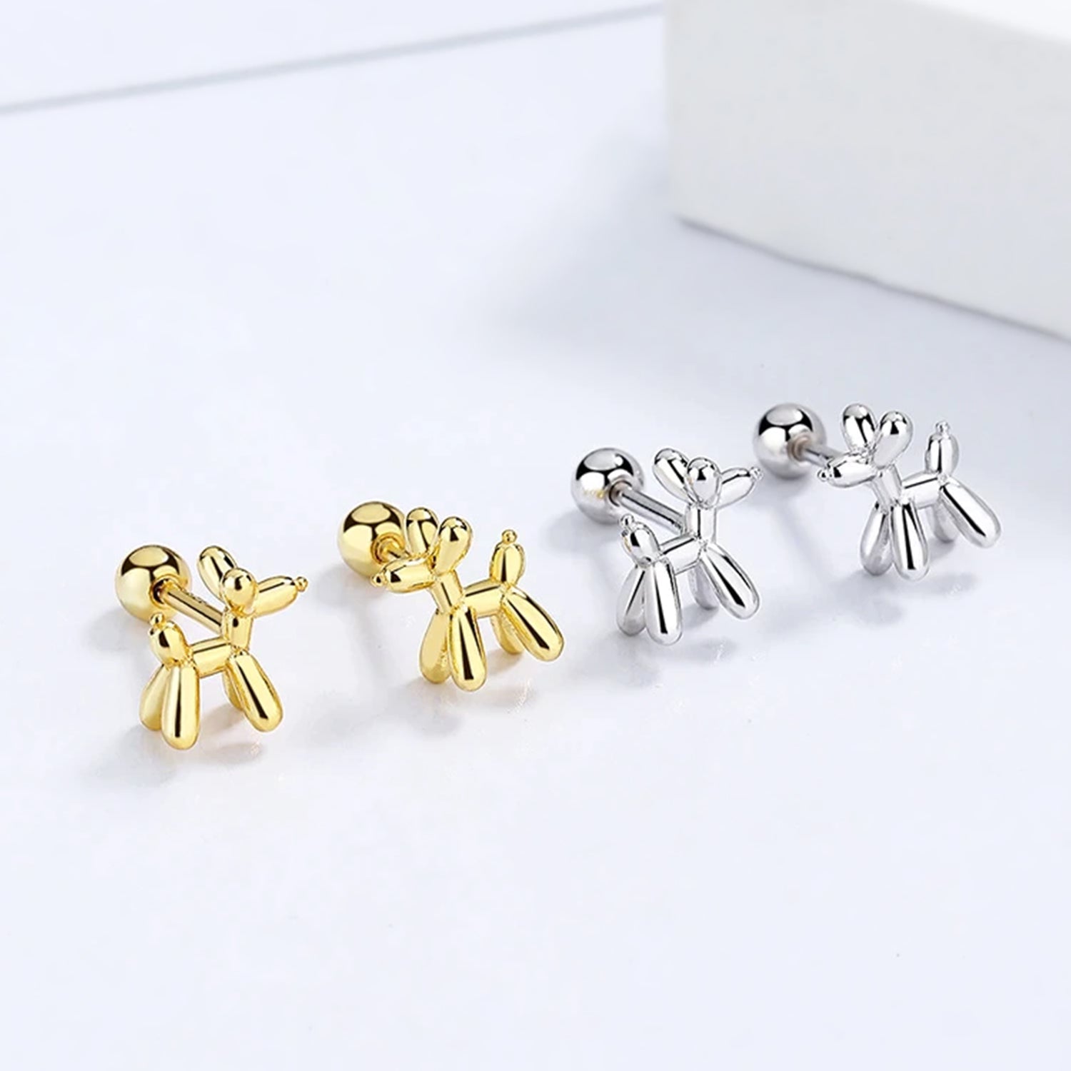 925 Sterling Silver Süßes Tier Hund Schraubstecker Ohrringe | Shop Nory