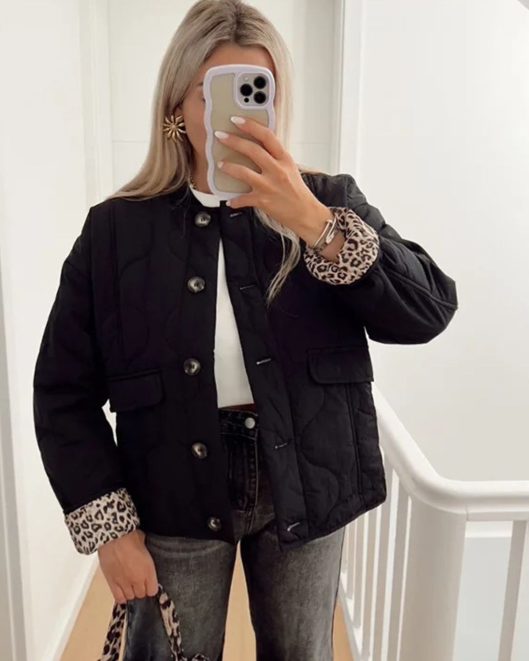 Trendy Jacke mit Leopardenfutter