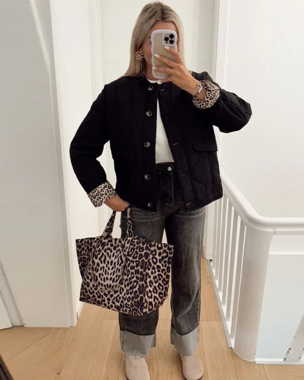 Trendy Jacke mit Leopardenfutter