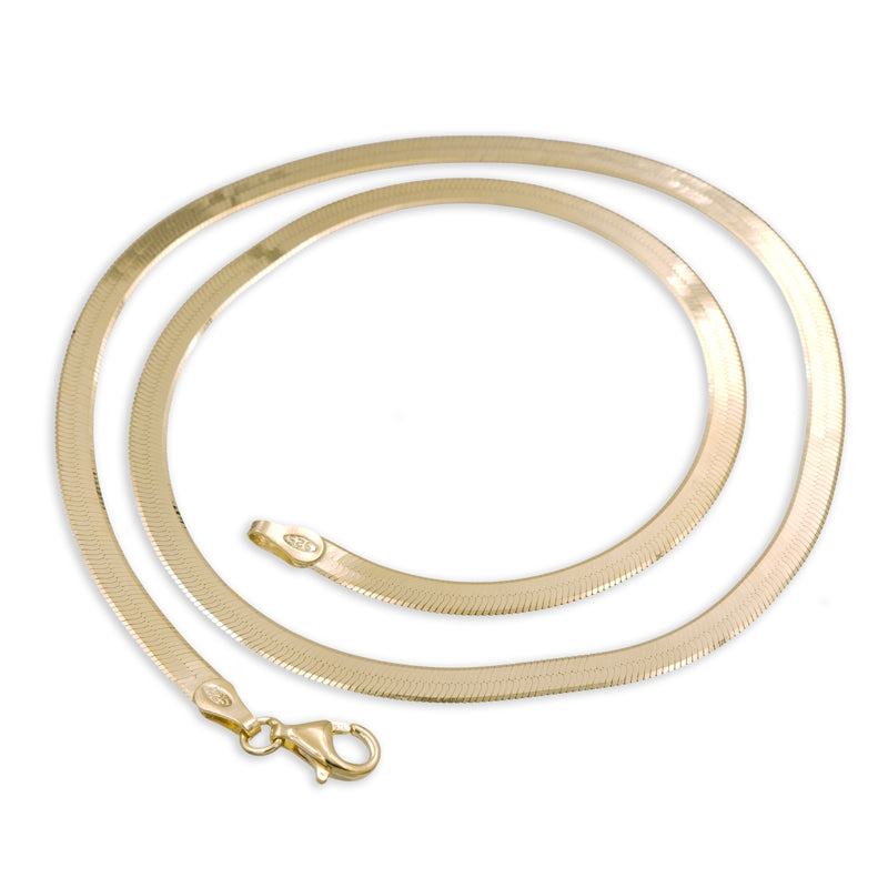Vergoldete Halskette mit klassischer flacher Schlangenkette | Shop Nory