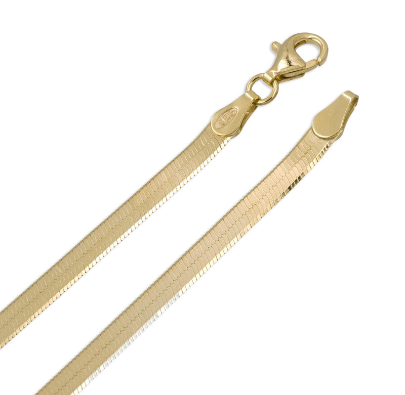 Vergoldete Halskette mit klassischer flacher Schlangenkette | Shop Nory
