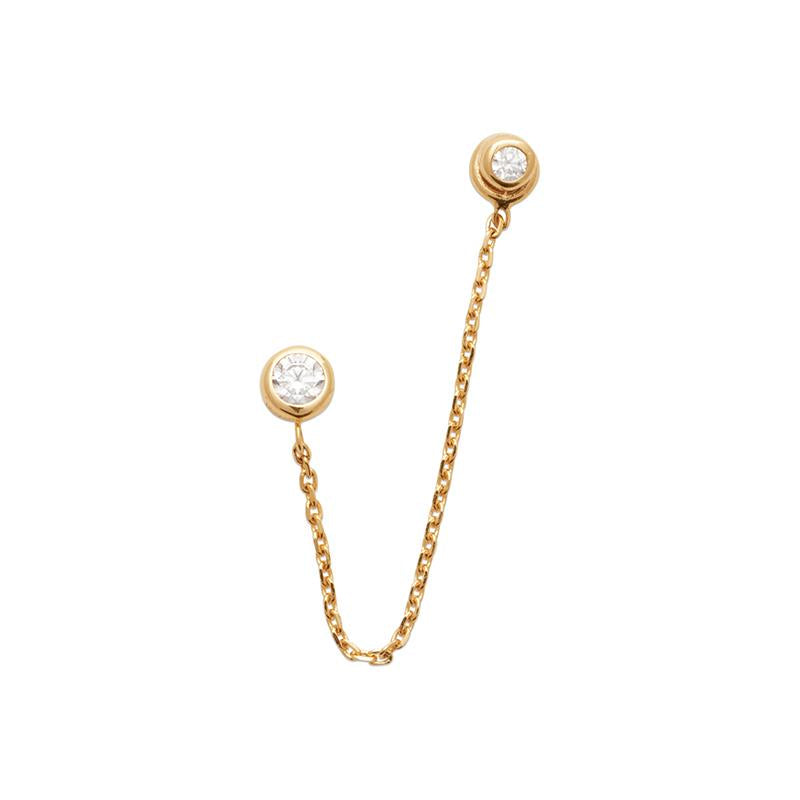 Ohrstecker Doppelstecker mit Zirkonia und Kette vergoldet - Ohrringe für Damen | Shop Nory
