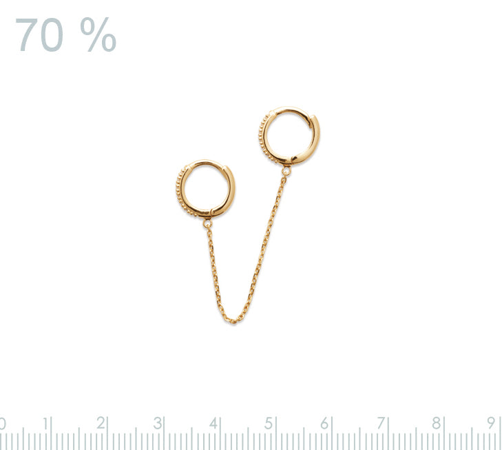 Doppelte Creolen mit Kette und Zirkonia -16K Vergoldet | Shop Nory