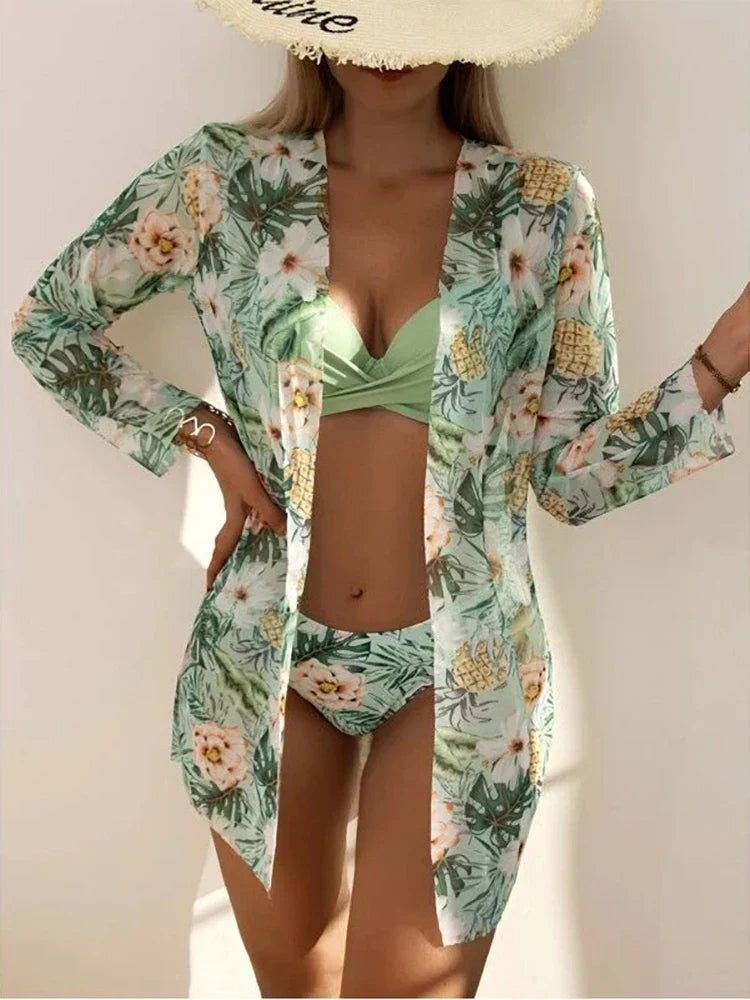 Stilvolles Bedrucktes Badeanzug Mit Cover-Up