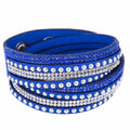 Unisex Royalblaues Strassbesetztes Lederarmband | Shop Nory