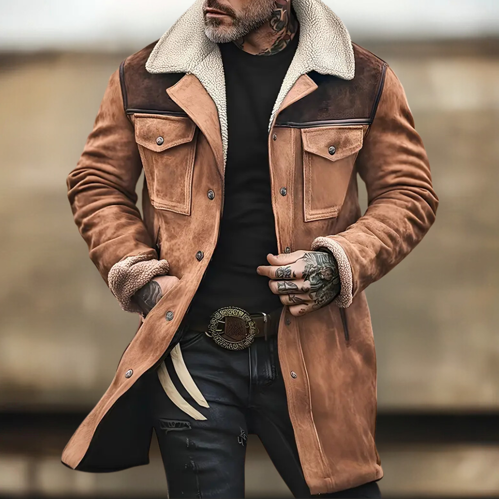 Mid-Length Tailored Jacket Schafslederkragen Button Front Jacket