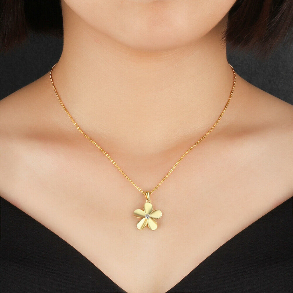 Damen 925S Gold Sonnenblume Edelstein Anhänger Halskette Set | Shop Nory