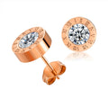 Unisex Roségold Runde Kristall Zentrum Anti-Allergie Edelstahl Ziffer Ohrringe | Shop Nory
