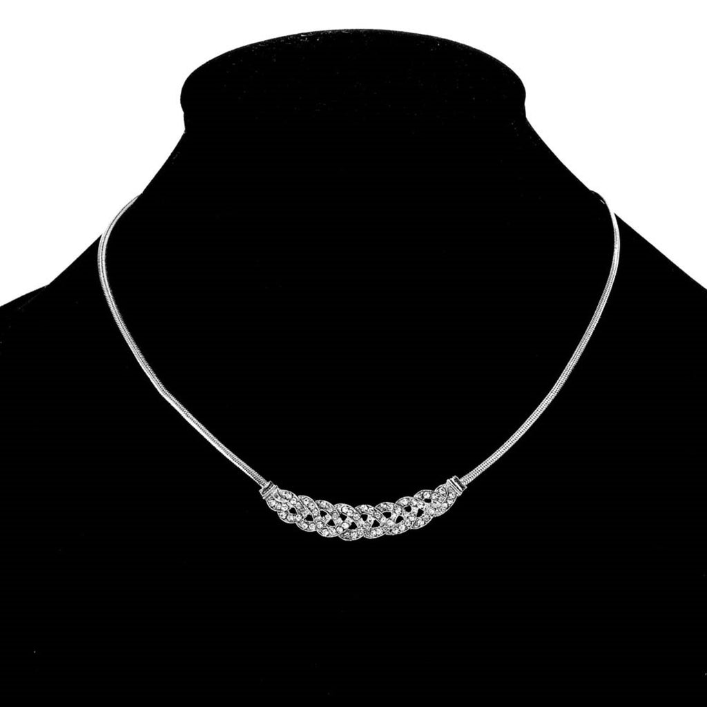 Damen Silber Kristall Verdrehte Kette Choker Halskette | Shop Nory
