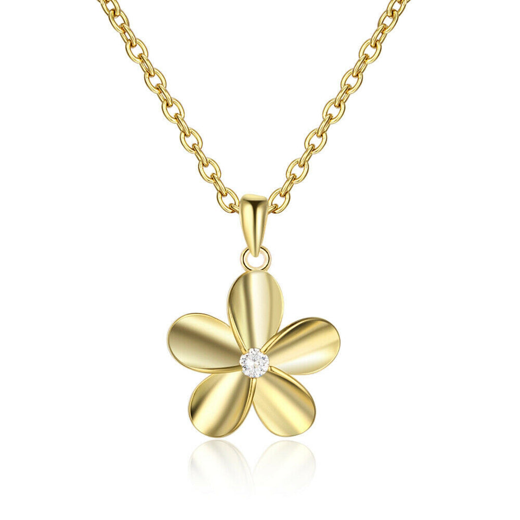 Damen 925S Gold Sonnenblume Edelstein Anhänger Halskette Set | Shop Nory