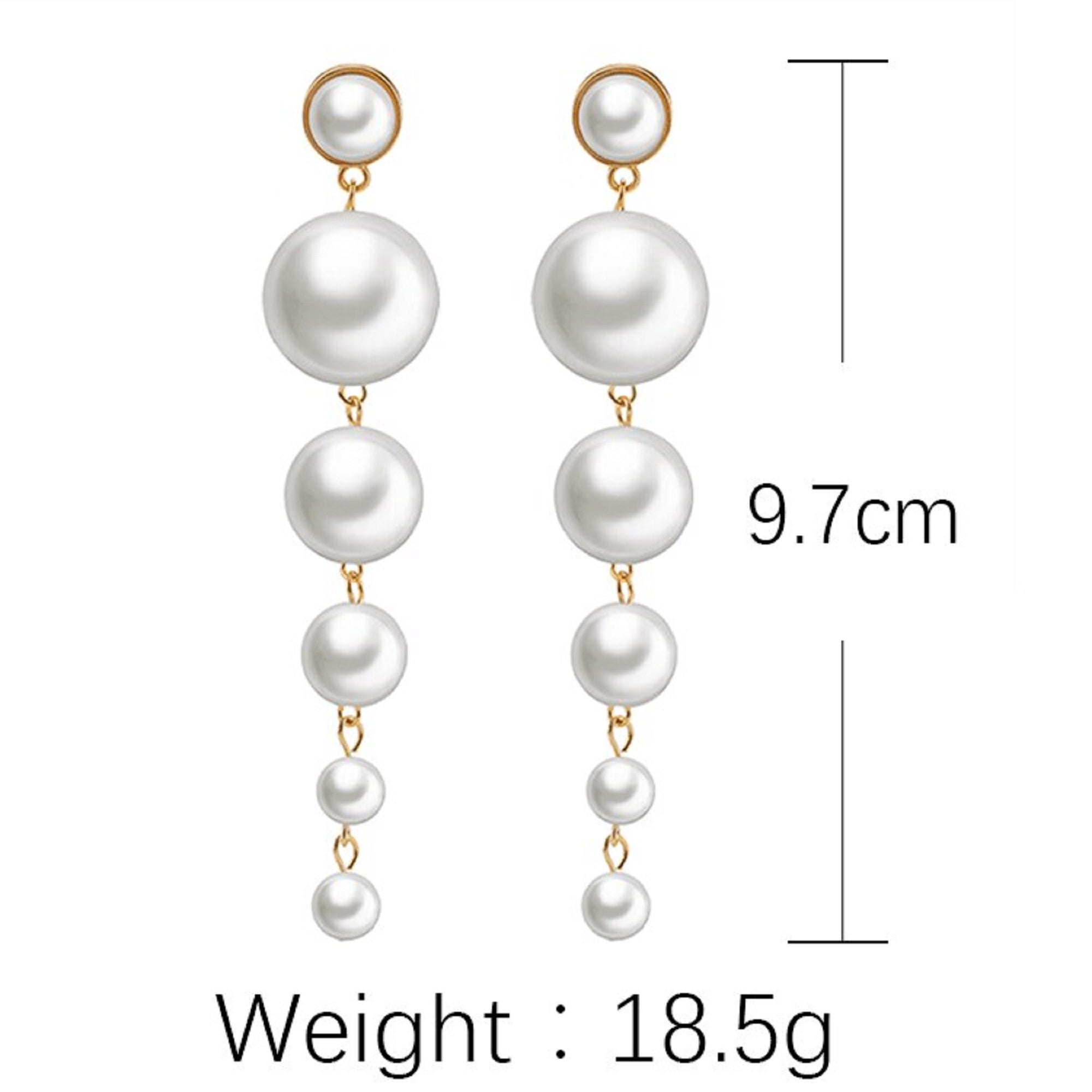 Damen Creme Simulierte Perlen Bestickte Lange Hängende Ohrringe | Shop Nory