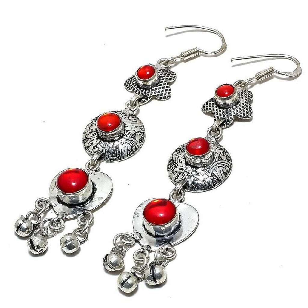 925 Sterling Silber Rote Mystische Ethnische Onyx Stein Anhänger Ohrringe | Shop Nory