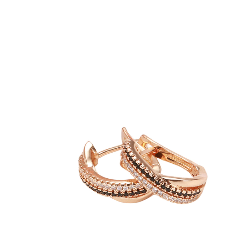 Damen Rose Gold U Form Kristalle Einlage Natürliche Schwarz Weiß Zirkon Clip Ohrringe | Shop Nory
