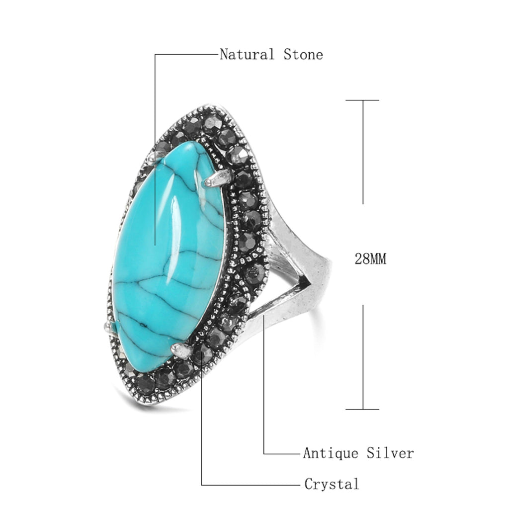 Damen 925 Sterling Silber Natürliche Türkis Edelstein Tibetische Ringe | Shop Nory