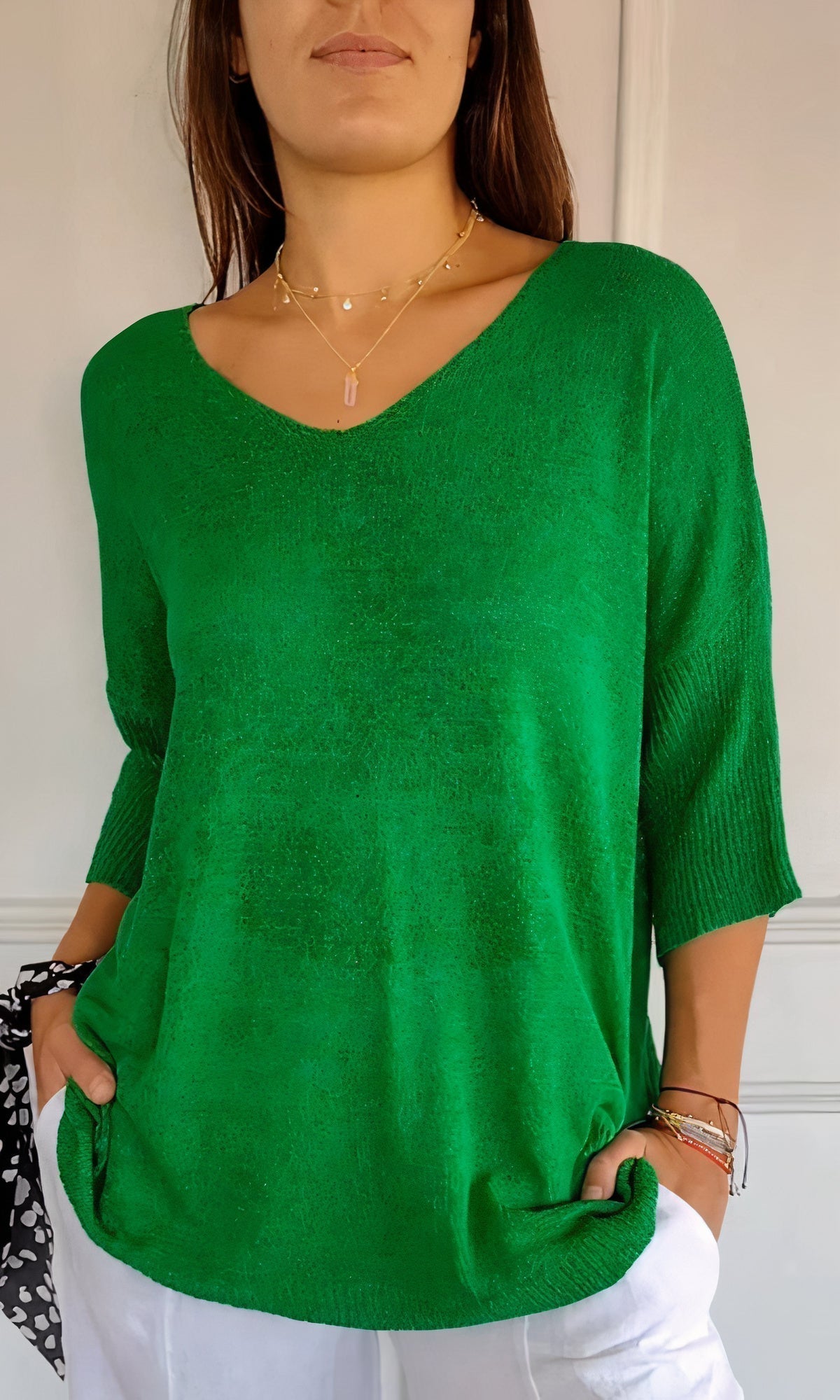 Casual Gestrickter V-Ausschnitt Top