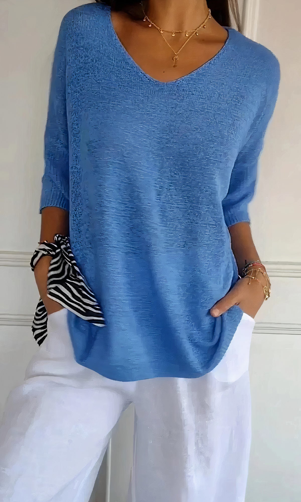 Casual Gestrickter V-Ausschnitt Top