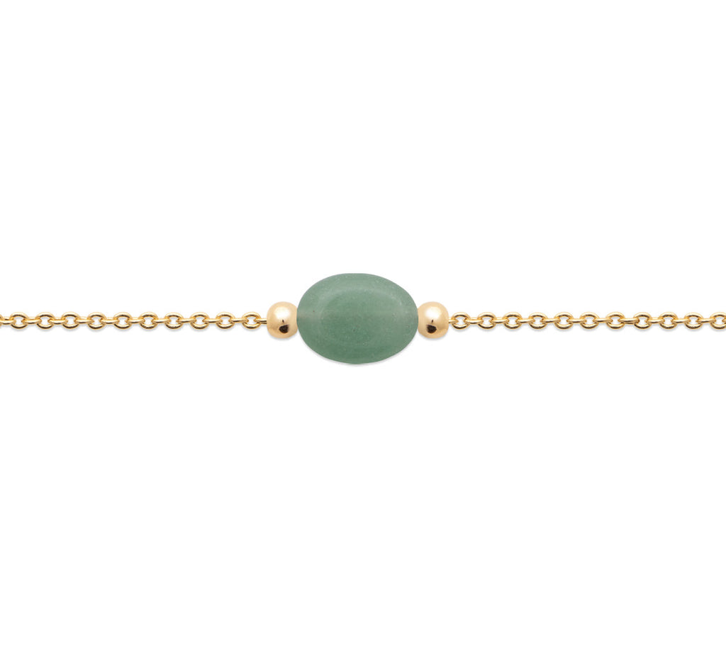 Echtsteinarmband - Grüner Quarzit - 18K vergoldet | Shop Nory