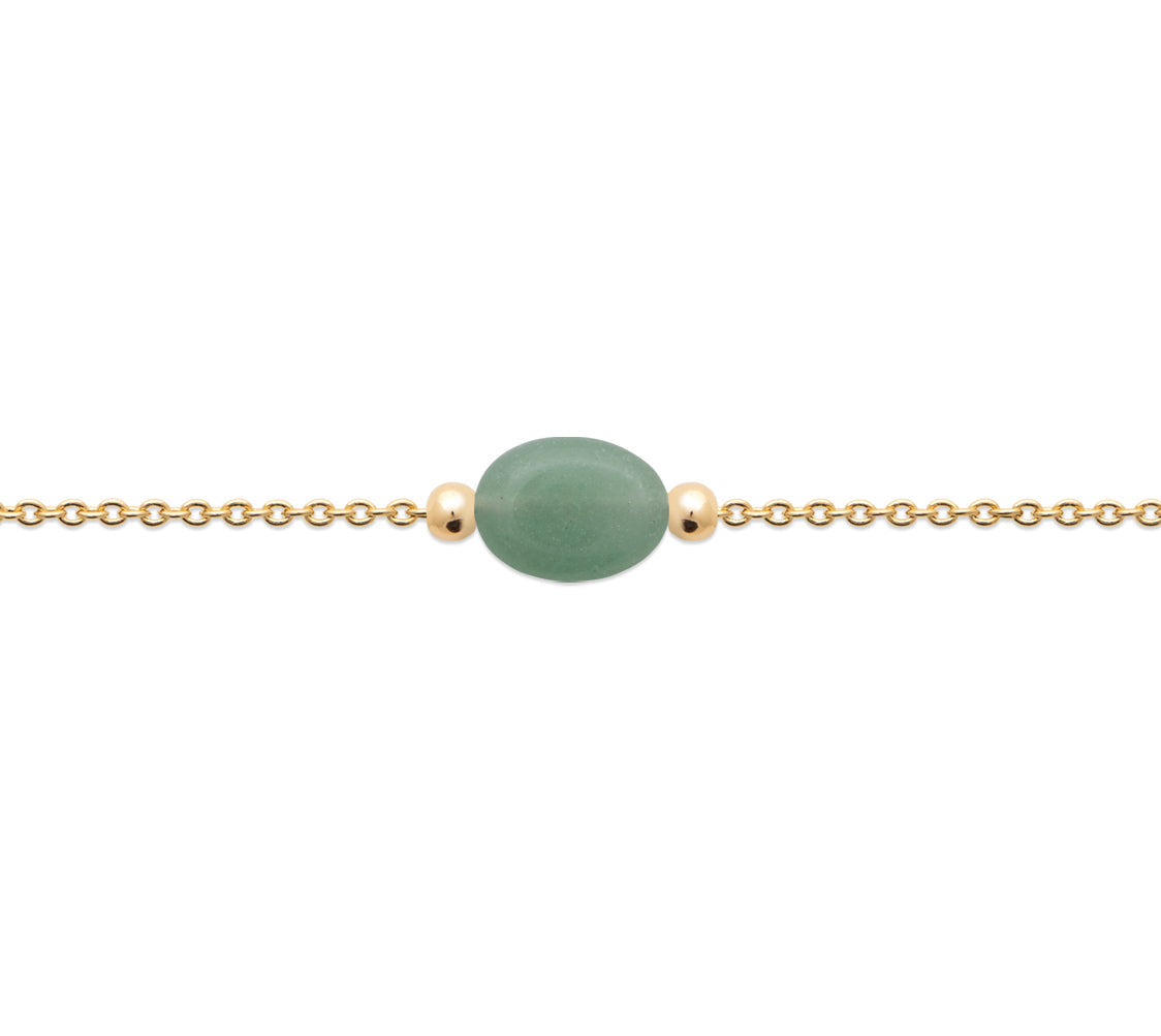 Echtsteinarmband - Grüner Quarzit - 18K vergoldet | Shop Nory