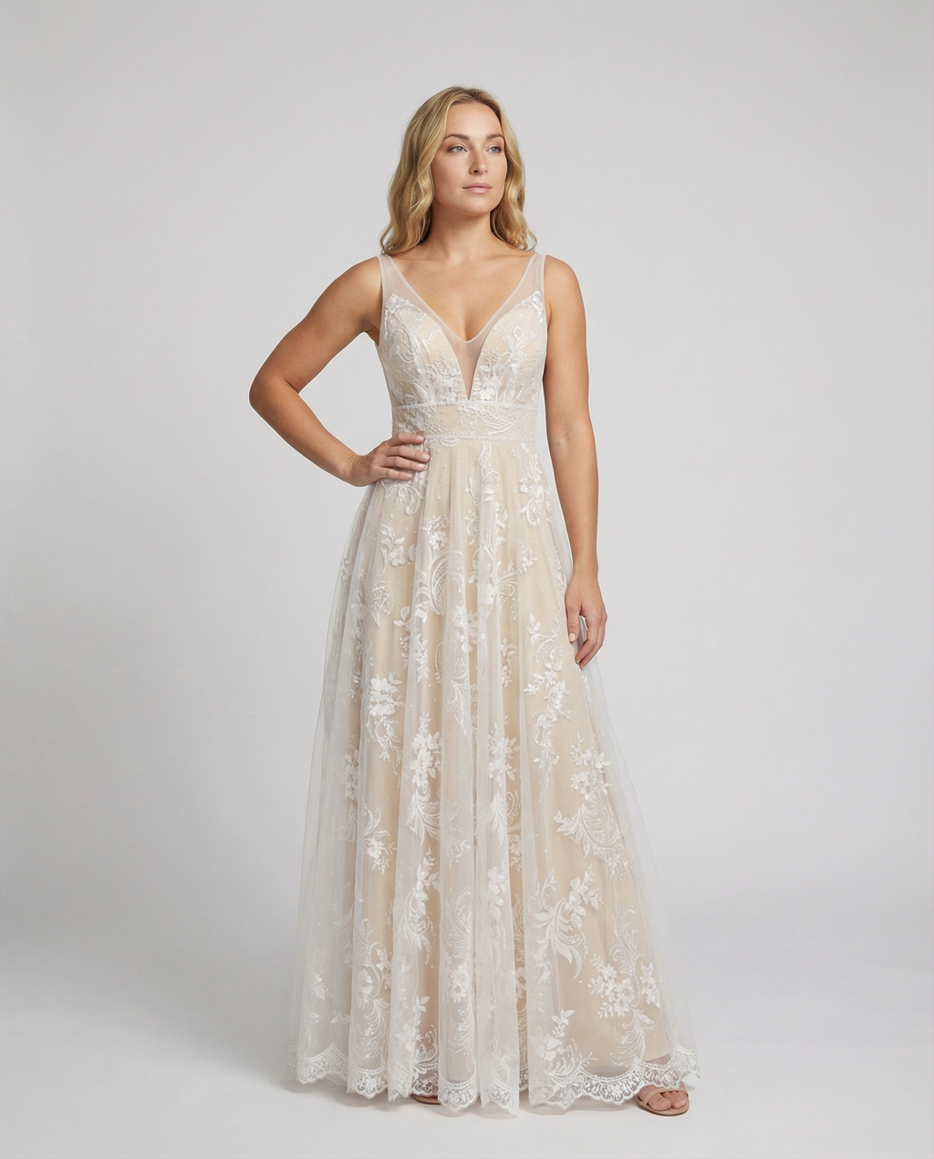Elegantes Damen Mesh-Kleid mit V-Ausschnitt für Party & Events