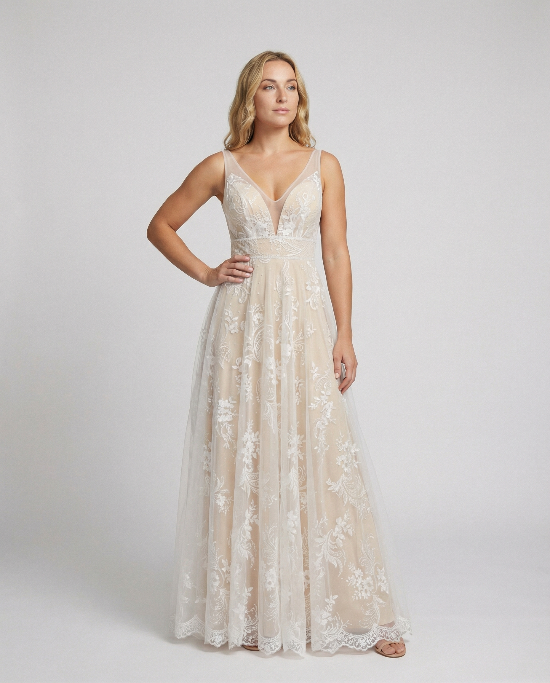 Elegantes Damen Mesh-Kleid mit V-Ausschnitt für Party & Events