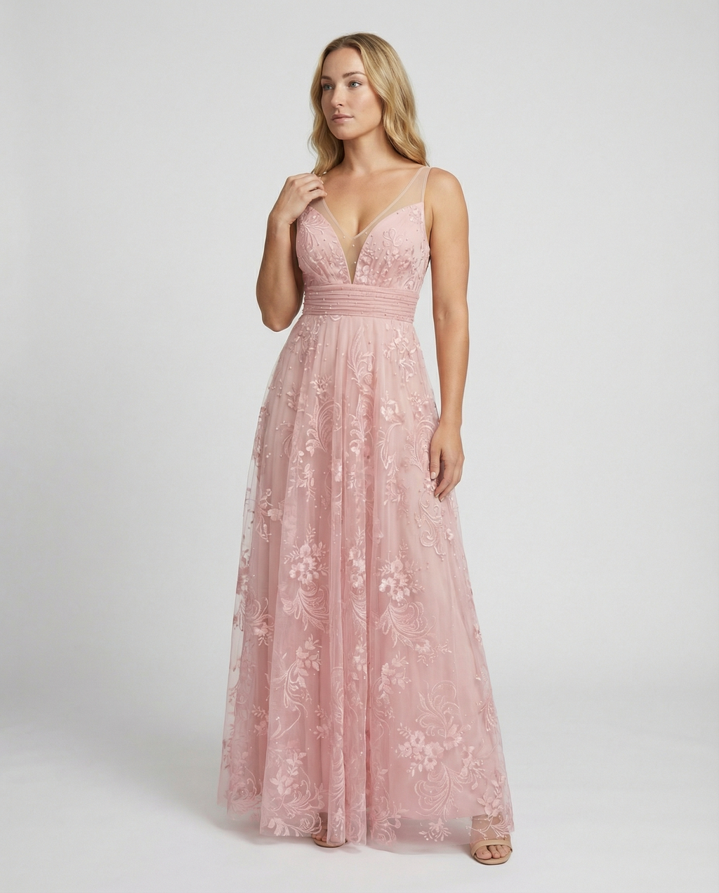 Elegantes Damen Mesh-Kleid mit V-Ausschnitt für Party & Events
