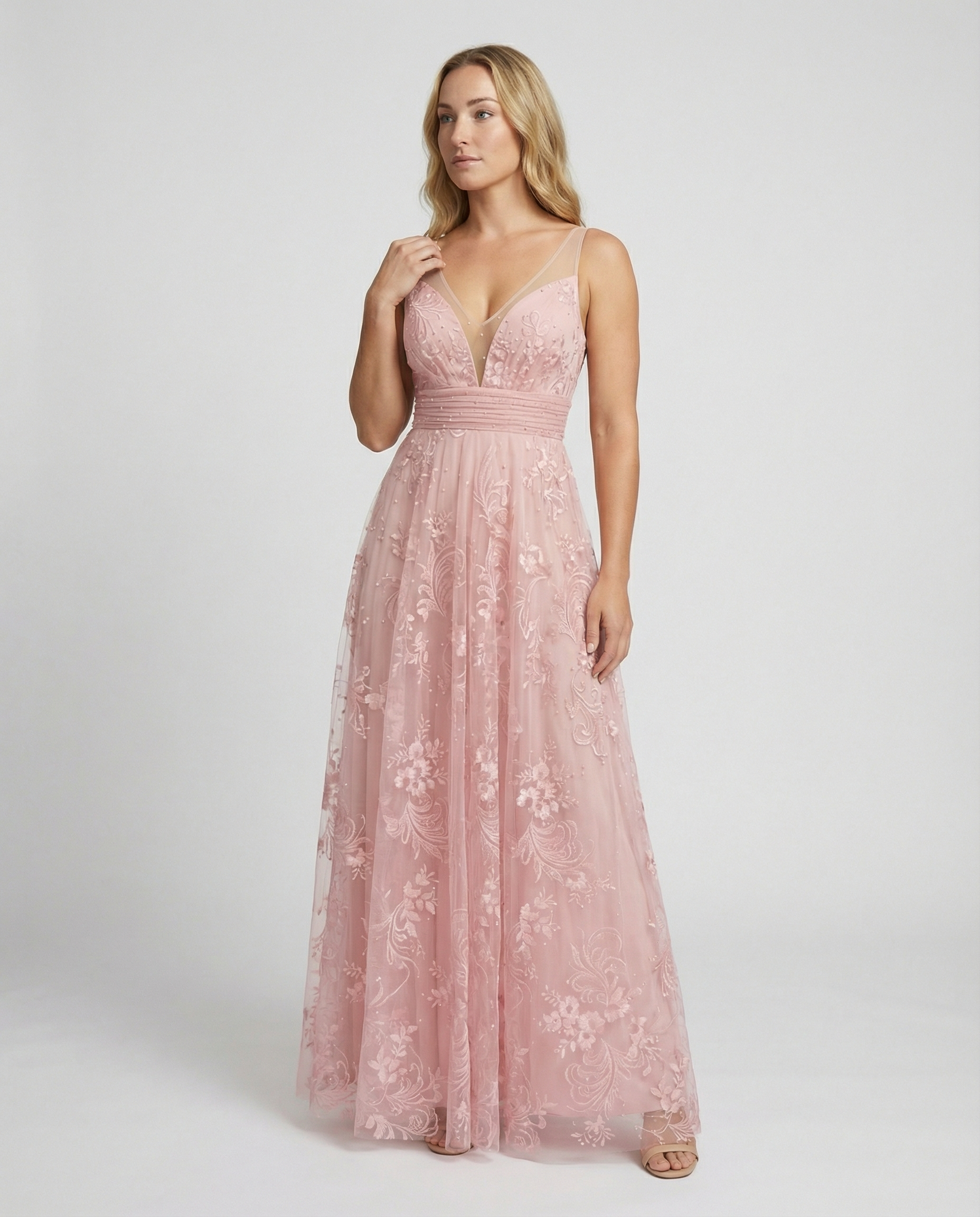 Elegantes Damen Mesh-Kleid mit V-Ausschnitt für Party & Events