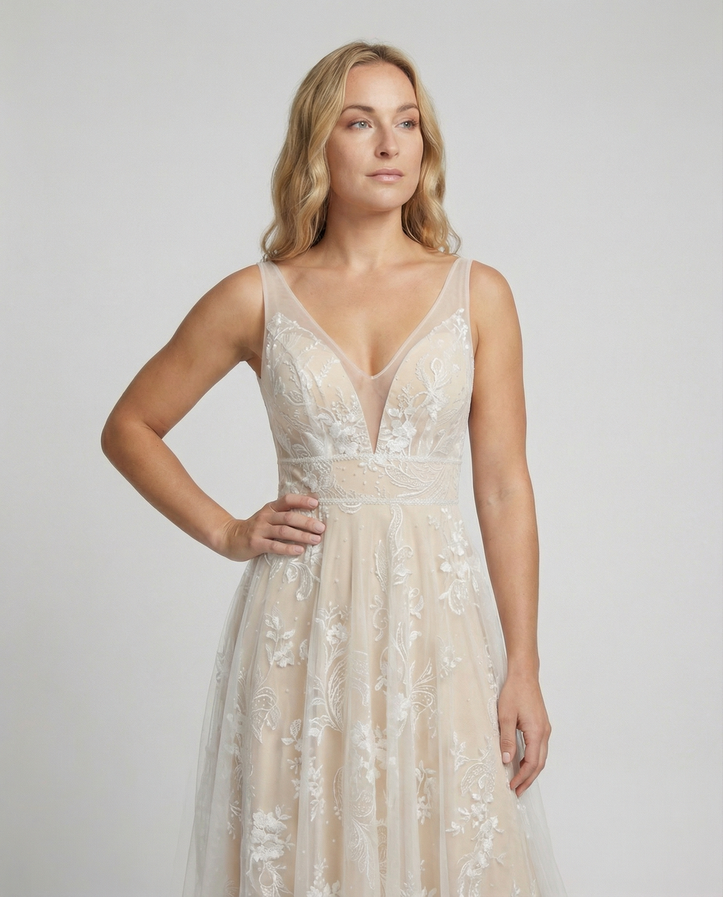 Elegantes Damen Mesh-Kleid mit V-Ausschnitt für Party & Events