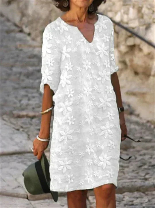 Elegantes Midi-Blumenkleid