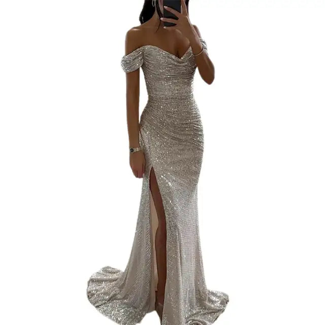 Kleid Elegant Off-Shoulder Abendkleid