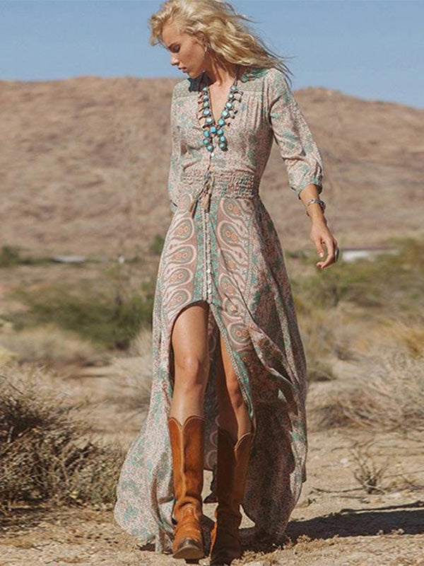 Lange Chiffonkleid mit Rüschen
