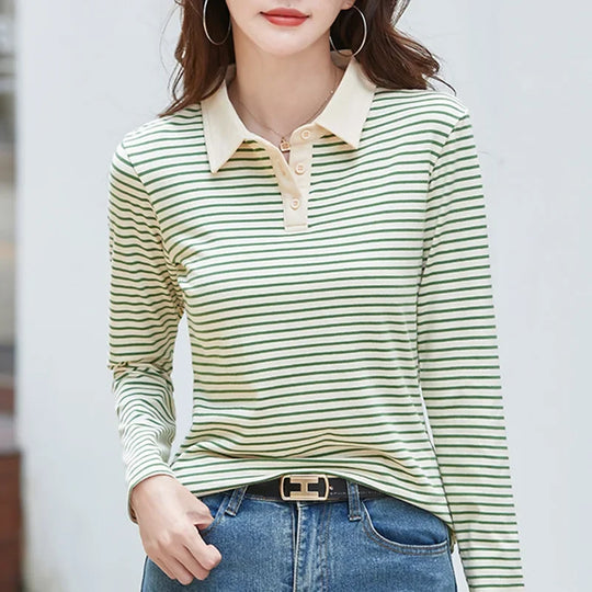 Langarm-Poloshirt Damen Aus Baumwolle