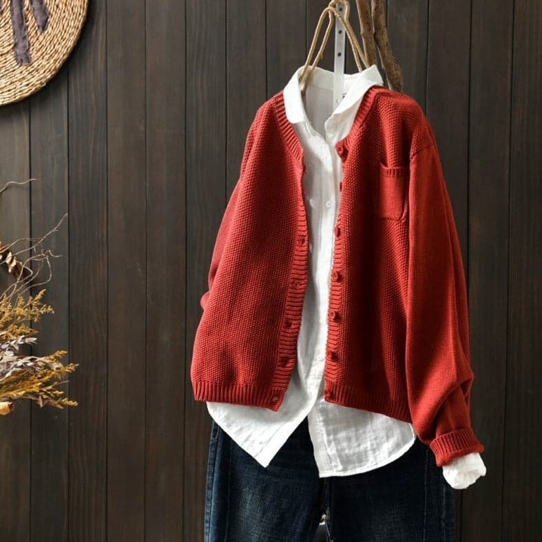 Cardigan Strick Knopfverschluss Oversized Fit Weich und Bequem