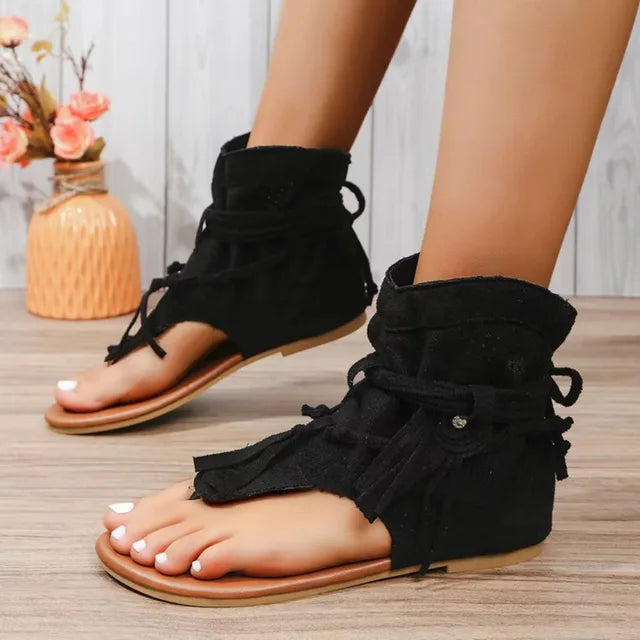 Retro Vintage Wildleder Frauen Sandalen