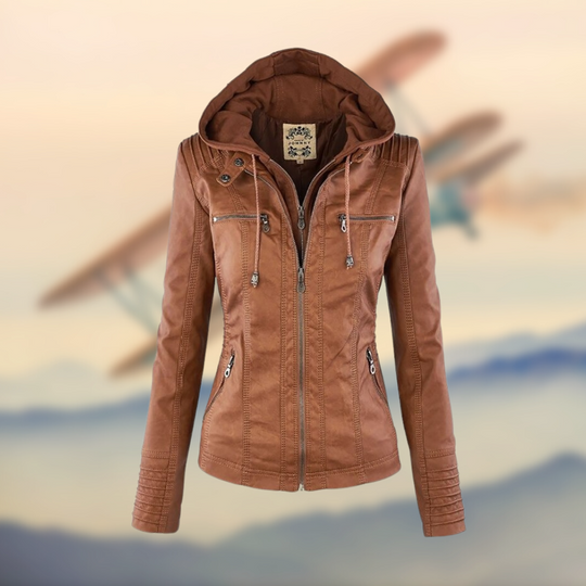 Damen Kapuzenlederjacke - Stilvoll & Funktional