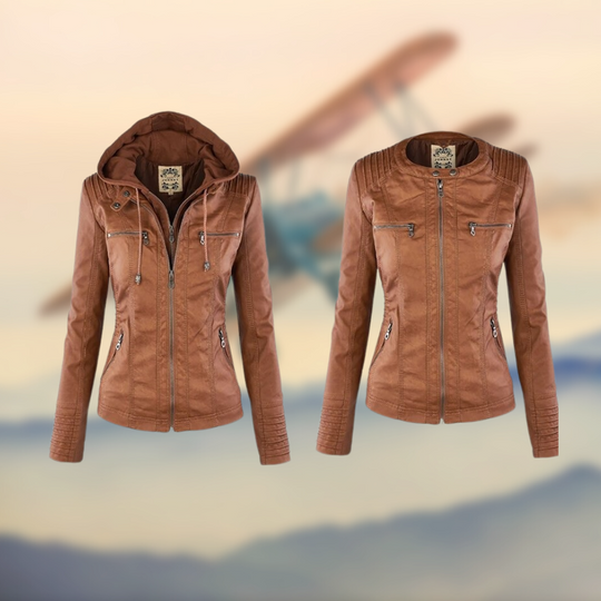 Damen Kapuzenlederjacke - Stilvoll & Funktional