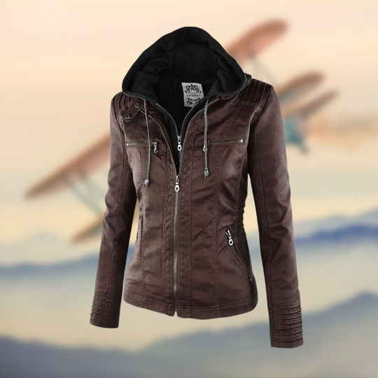 Damen Kapuzenlederjacke - Stilvoll & Funktional