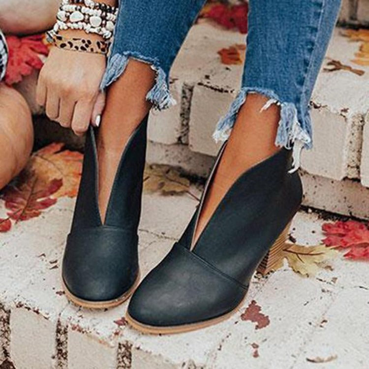 Stiefeletten - Mittelhoher Absatz - Blockabsatz - Absatzstiefel - Damenstiefel