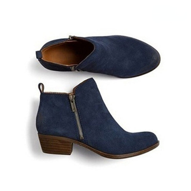 Stiefeletten | Blockabsatz | Flacher Absatz | Lederstiefel | Damenstiefel