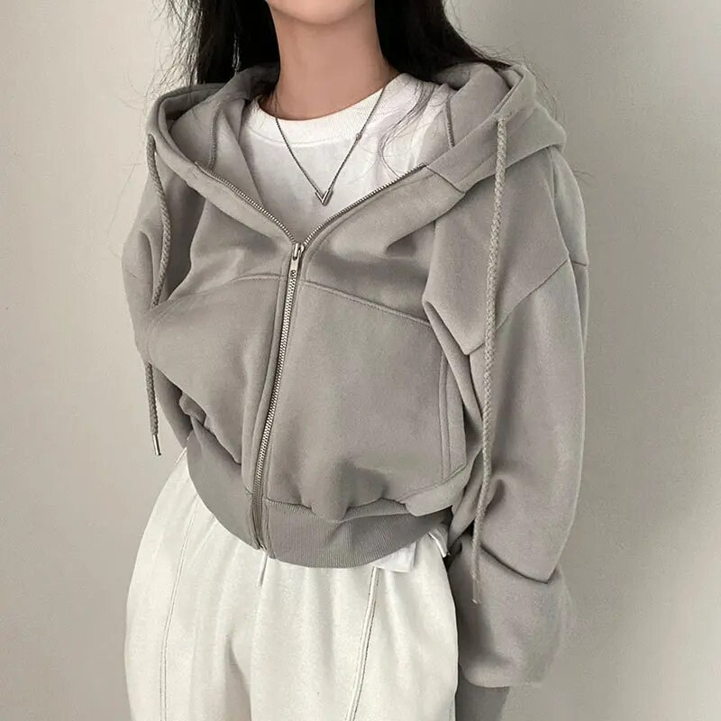 Übergröße Zipper-Hoodie Für Damen