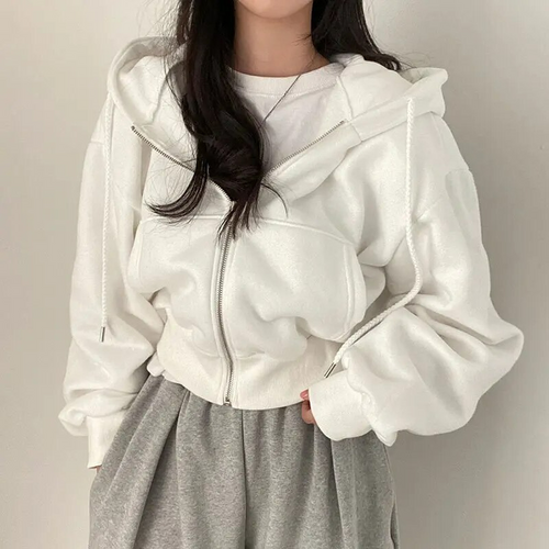 Übergröße Zipper-Hoodie Für Damen