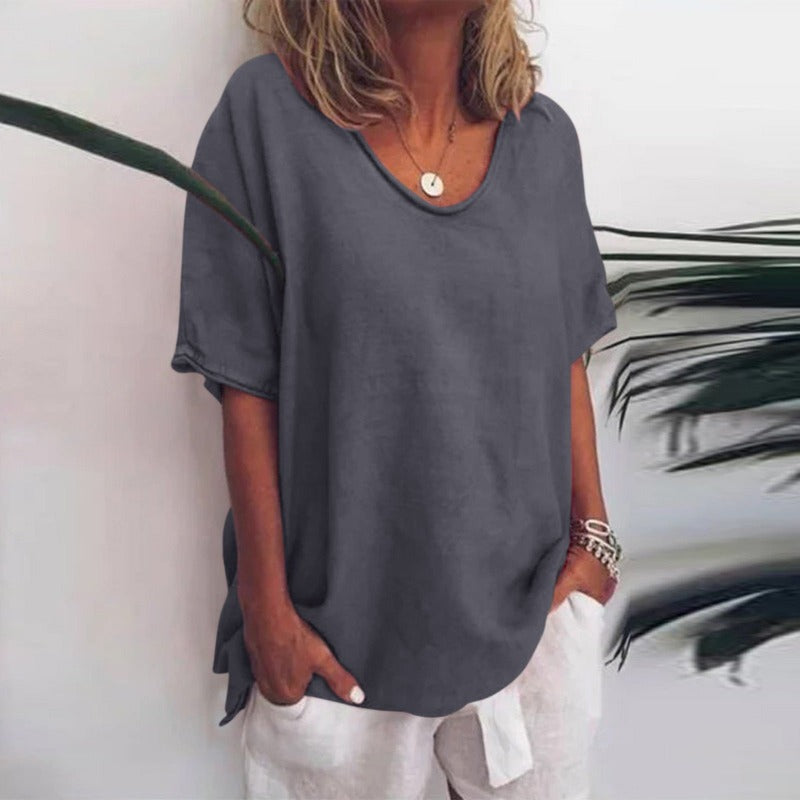 ShopNory | Damen Rundhals-Shirt Unifarben