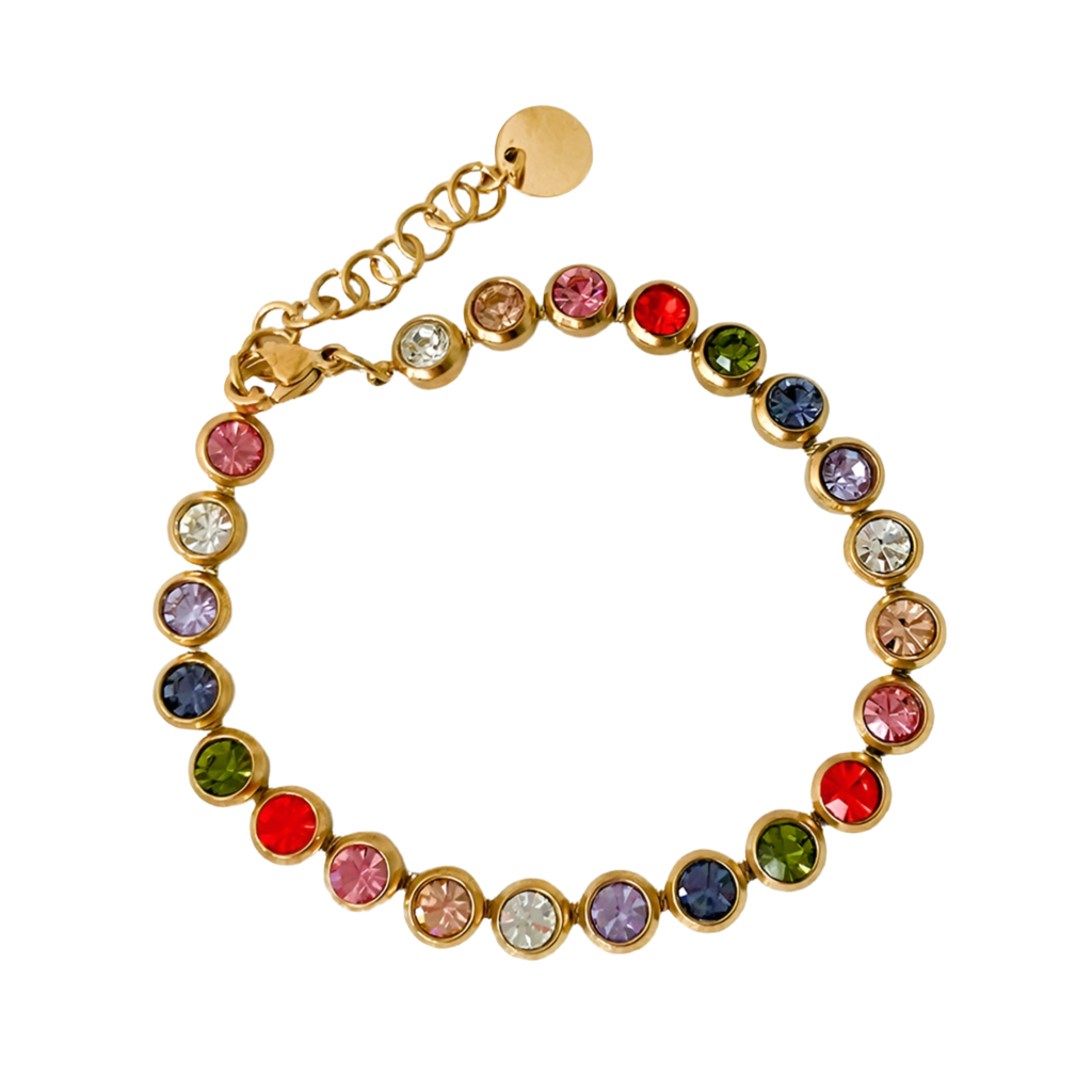 Armband "Bella" mehrfarbig mit Steinen in Edelstahl - 14k vergoldet | Shop Nory