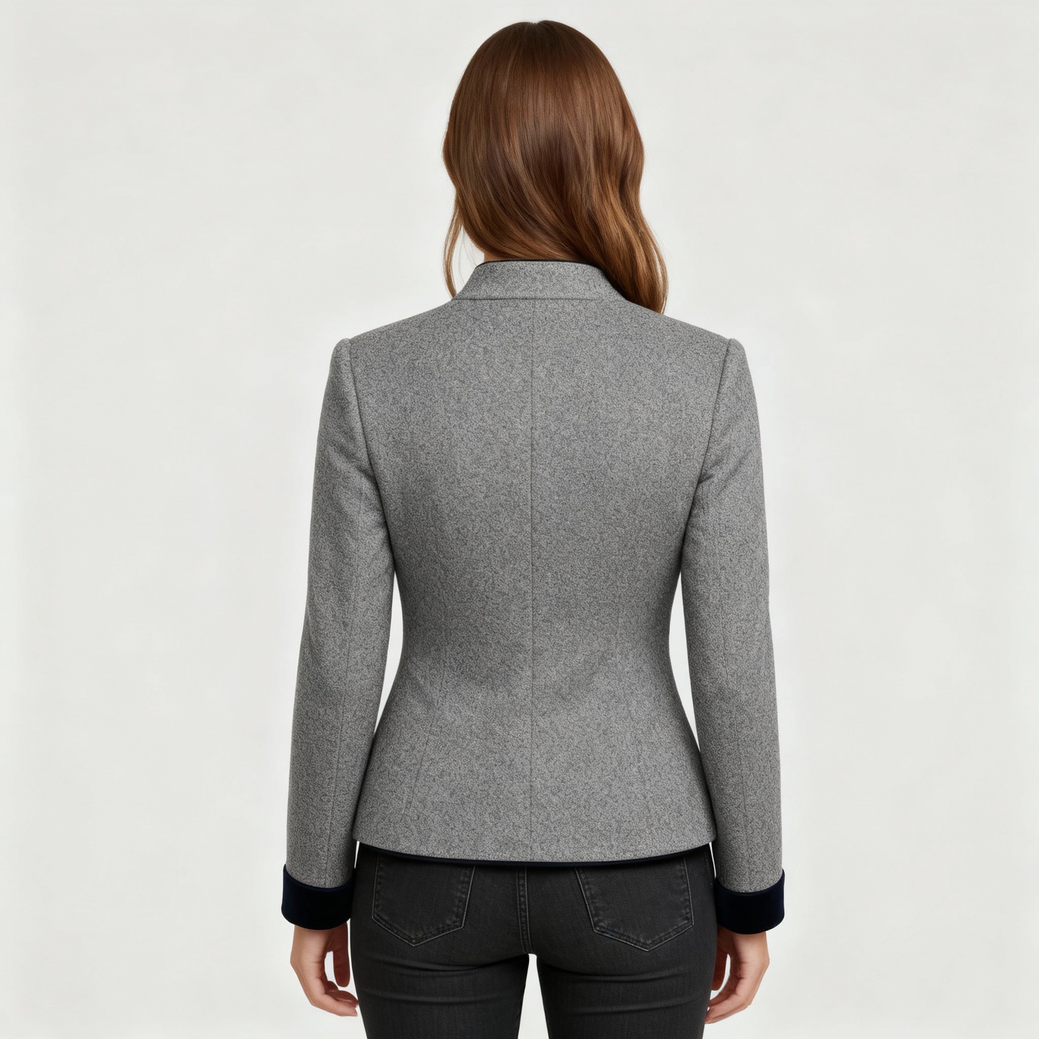 Klassische Strukturierte Premium Komfort Wolljacke Damen