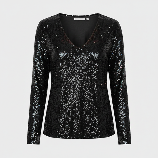 Glitzernde Party Eleganz V Ausschnitt Top Damen