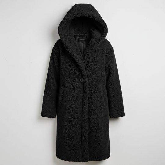 Modischer Teddy Mantel Damen Komfort Langer Mantel Kapuze | Shop Nory